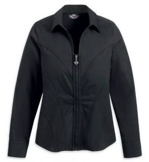 Harley Davidso​n® Womens Black Zip Front Woven Shirt   96113 12VW