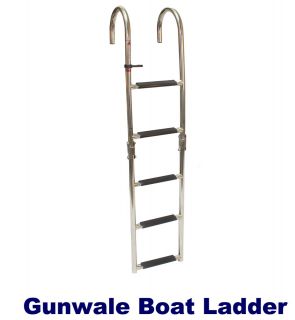 New 5 Step Stainless Steel Gunwale Hook Boat Boarding Ladder