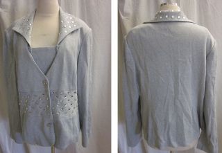 NWT BY DONNA VINCI KNITS RHINESTONES SPARKLING CARRER JACKET TOP SIZE 