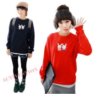 Round Neck Sweater Girls Cute Korean Rabbit Ladies Pullover Jumper 
