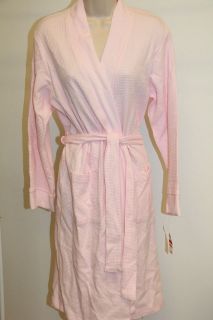 NWT Charter Club bath robe Pale Pink size L 100% Cotton Waffle Robe
