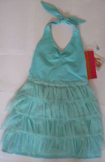   Dress Kate Mack Biscotti Tulle Ruffle Skirt Halterneck BNWT 7 12y