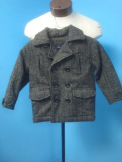 Baby Gap ADORABLE Grey Tweed WOOL Boys Coat Jacket SZ 4  L O O K 