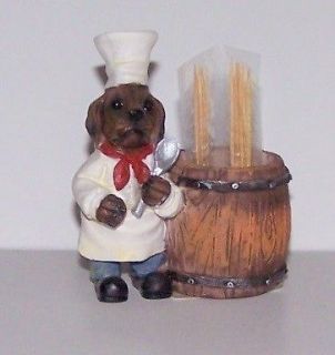 Chocolate Labrador Lab chef dog toothpick or ring holder resin 