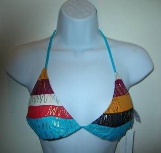 NWTS FRENCH CONNECTION Triangle Bikini Top Size Medium Multi Color 