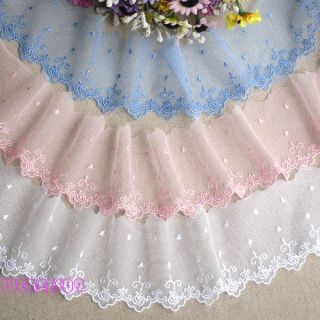 Yard Delicate Embroidered Tulle Lace Trim 2.3 inches wide