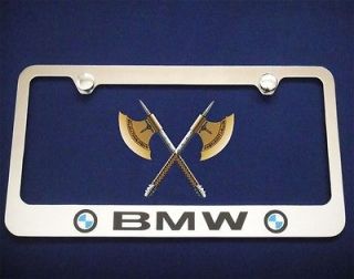 BMW CHROME METAL LICENSE PLATE FRAME+FREE 2 CAPS
