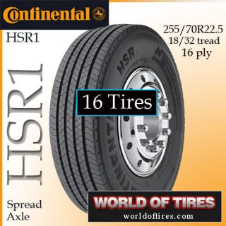 16 tires Continental HSR1 255/70R22.5 16 ply semi truck tires 255/70