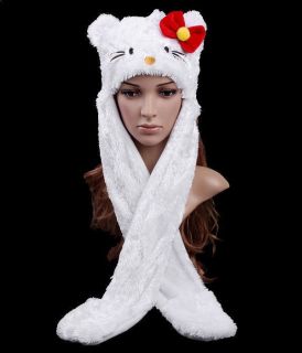 Cartoon Animal Plush Cap Locely Cat Soft Warm Hat Earmuff Scarf Gloves 