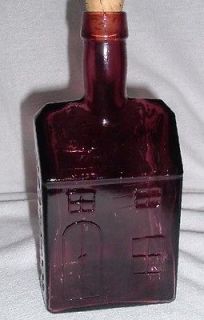 Vintage E C Booz’s Old Cabin Whiskey Amethyst House Shaped Glass 