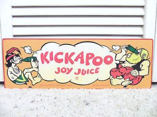 Vintage 60s Kickapoo Joy Juice Soda Pop Sign Andy Capp Art Springfield 