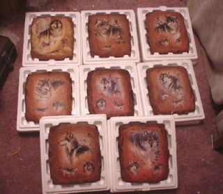 SET OF 8 WOLF PLAQUES GAURDIANS OF THE EARTH SERIES BY AL AGNEW NEW