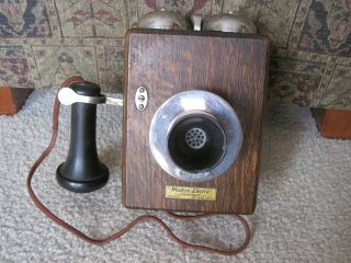 VINTAGE ANTIQUE WESTERN ELECTRIC WOOD WALL TELEPHONE