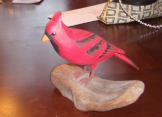 VINTAGE ORG HAND CARVED AND PAINTED CARDINAL BY CALLARDBEAUTIFUL 