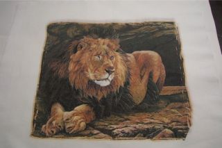SAFARI AFRICAN ANIMALS LION SQUARE FABRIC PANELS 14X14