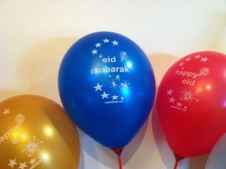 Set 10 Large Eid Round Balloons & Sticks Happy Decoration Gift Party 