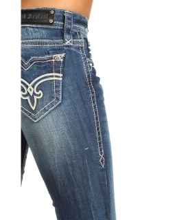 New Rock Revival jeans Aisha B5 women sexy Denim low Crystal Boot 29 