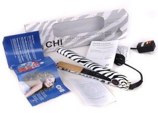 NIB CHI 1 White Tribal Zebra Ceramic Hair Straightener Flat Iron 