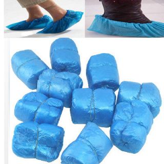 50 Pairs Disposable Plastic Shoe Covers Carpet Cleaning 100 PCS Blue 
