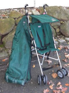 CHICCO CADDY GREEN UMBRELLA STROLLER WITH CANOPY CARRY BAG RAIN COVER 