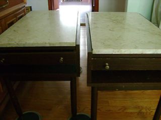 Antique Marble Top End Tables Furniture Made in Italy stamped MDC 