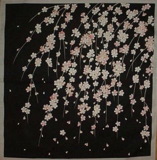 Small Size Weeping Cherry Tree Furoshiki Cotton Japanese Fabric