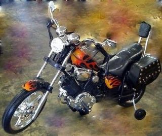 Kids Painted Flame Electric Power Ride on Motorcycle Harley Wheels 6v