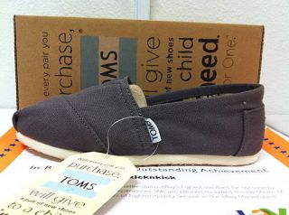 TOMS Classic Canvas Slip On Ash Grey Sz6~9 Women Sneakers 100% 