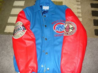 Chicago Cubs Wool And 100% Leather Carl Banks G lll Jacket New With 