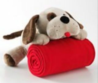 pc Puppy Dog Plush Toy & Fleece Throw Blanket Set 40x50 Jumping 