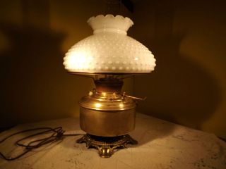 1892 Bradley & Hubbard Lamp w/Chimney & Milk Glass Shade