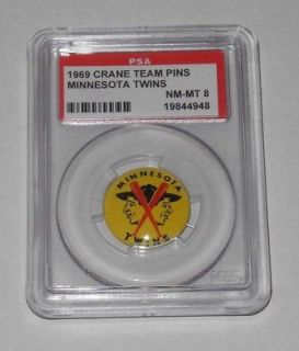 1969 Crane Potato Chip Pin/Coin Minnesota Twins PSA 8 NM MT