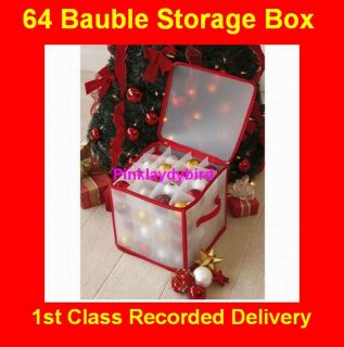 NEW Xmas Christmas Tree Decorations Plastic Storage Box Case Holds 64 