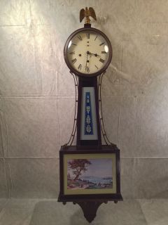 Antique New Haven Banjo Clock 8 Day Great Case with Chimes Unit