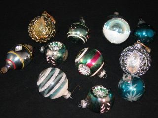 Antique Glass Shiny Brite Vintage Indented Christmas Ornaments 1950s
