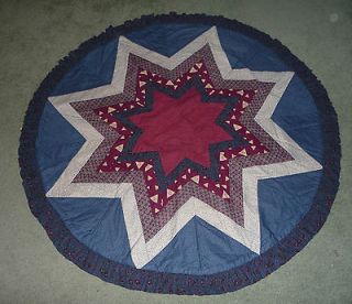 Vintage Handmade Star Quilted 48 Christmas Tree Skirt/Tableclo​th