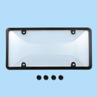 CLEAR PLASTIC LICENSE PLATE SHIELD +BLACK FRAME bug cover tag 