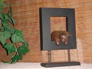 Wood Table Top Mantle 3 D Animal Decor Accent Piece Cat Theme 665