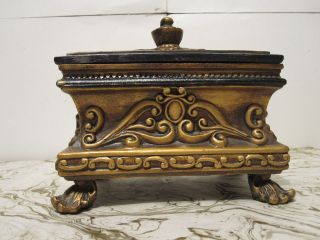 Antique Looking Black & Gold And Copper Decorative Trinket Box