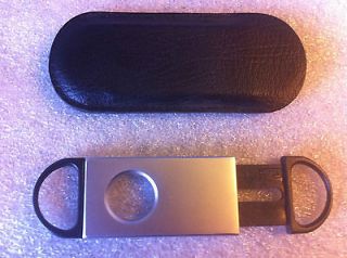 Solingen Germany Cigar Cutter, New With Leather Case, Silver Finish