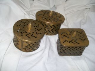   Matching Brass CRICKET BOXES CAGES Incense Burner/Potpourri /Trinket