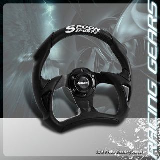 320mm 6 Hole Black PVC Leather Spoon Sports Steering Wheel Acura RSX