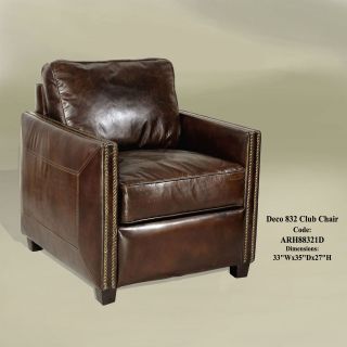 Vintage Cigar Brown Top Grain Leather Club Pub Chair