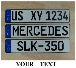 GERMAN CUSTOM EURO LICENSE PLATE   YOUR NUMBER / TEXT