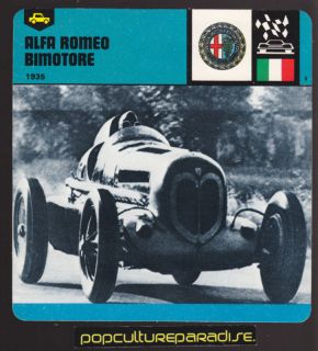 1935 ALFA ROMEO BIMOTORE Race Car Twin 8c Engines CARD