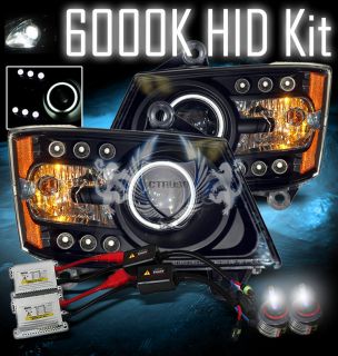 6000K HID 08 10 Dodge Grand Caravan CCFL Halo Projector LED Black BLK 