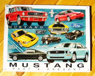 Ford Mustang GT TIN SIGN muscle car hot rod vtg metal wall decor 