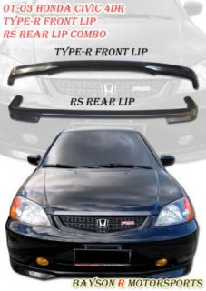  Civic 4dr Type R Front + RS Rear Bumper Lip Combo (Fits Honda Civic 