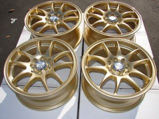 15 4x114.3 4x100 Gold 4 Lug Wheels Tiburon Sentra Altima Jetta Elantra 