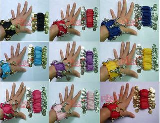 Pair 8 colors for chose Coin Belly Dance Arm Cuffs Wrist Bracelets